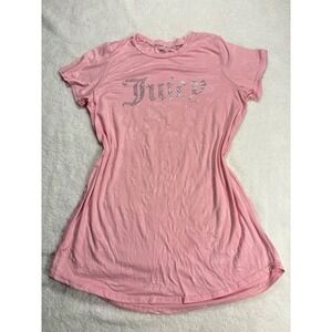 Juicy Couture Pink Rhinestone Logo Sleep Shirt Nightgown Short Sleeve Womens L